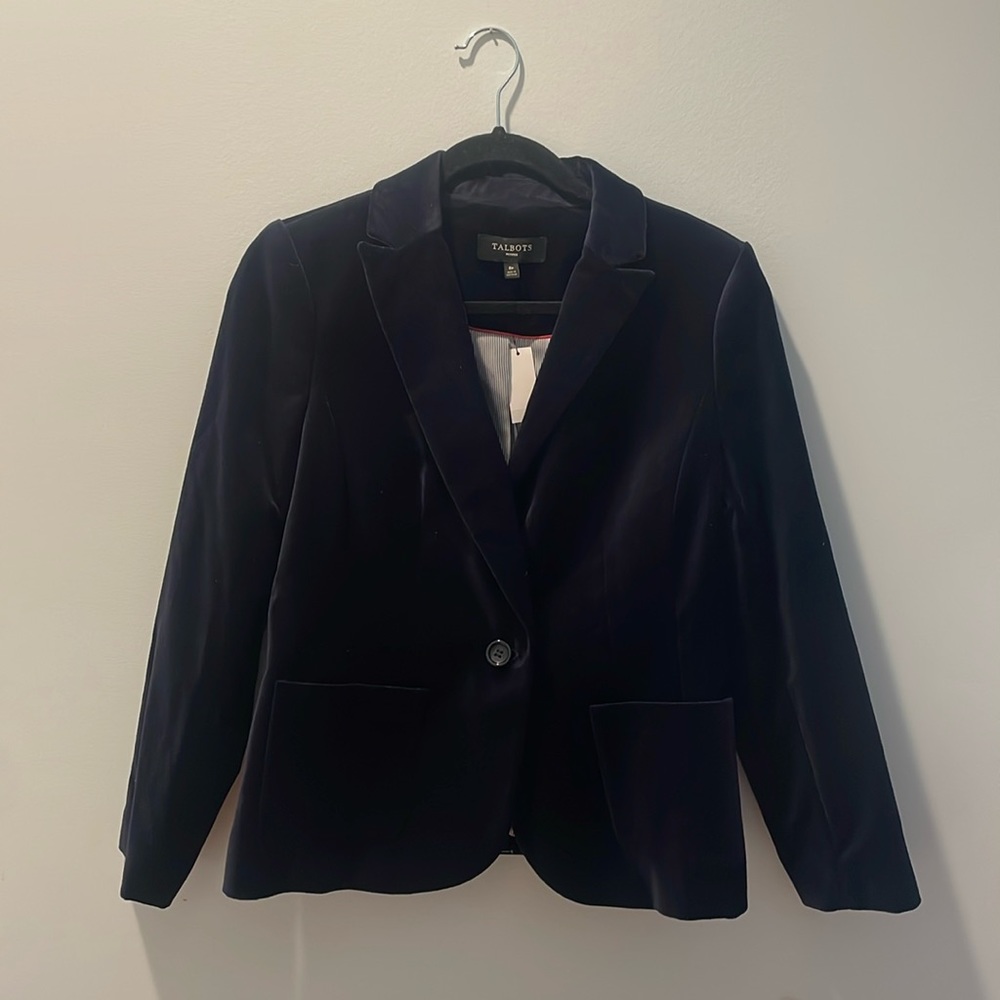 Talbots Navy Velvet Blazer size 8p